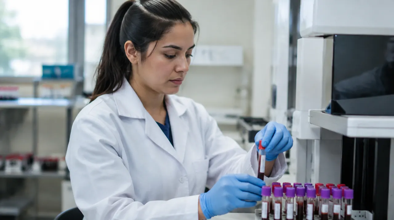 Técnico em Análises Clínicas trabalhando