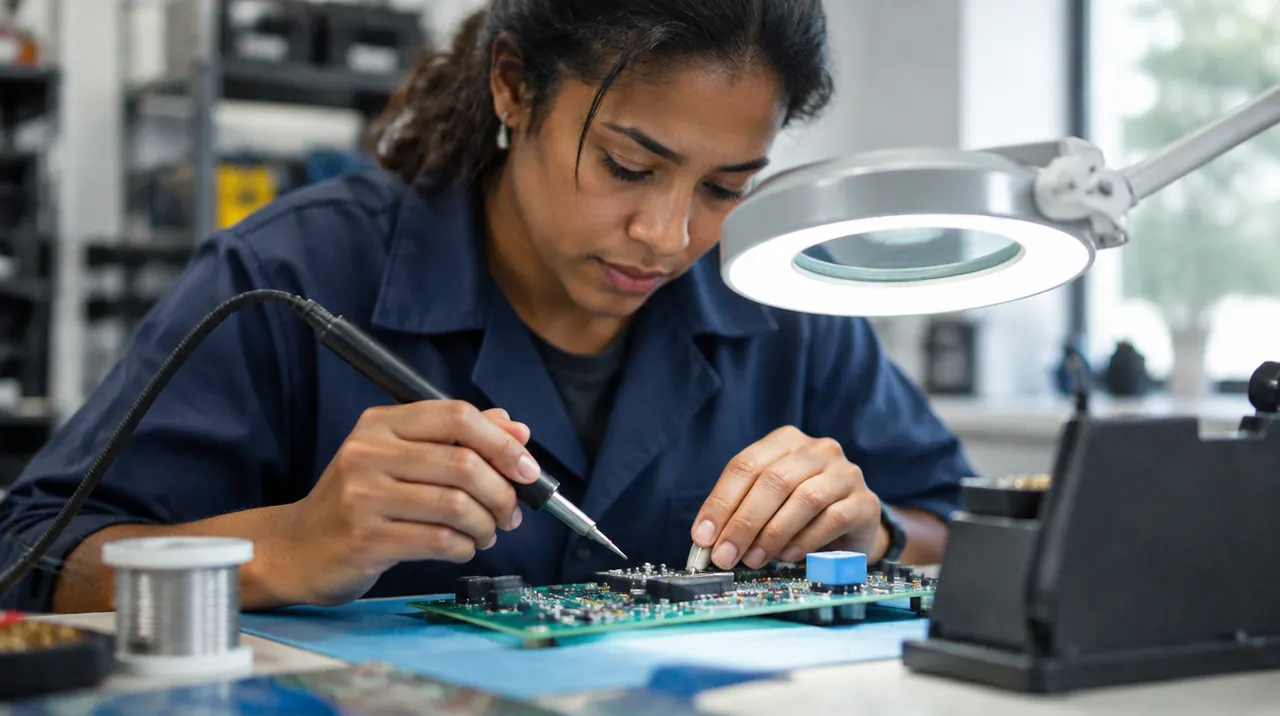 Técnico em Eletrônica trabalhando