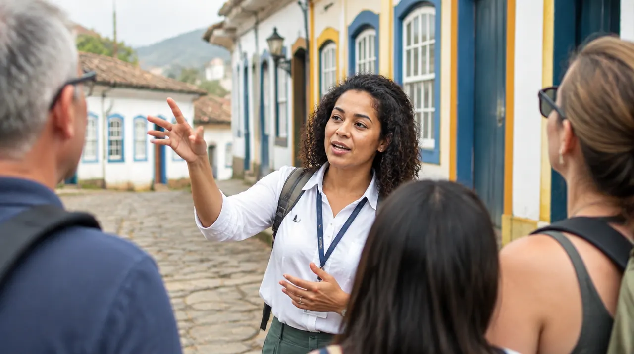 Técnico em Guia de Turismo trabalhando