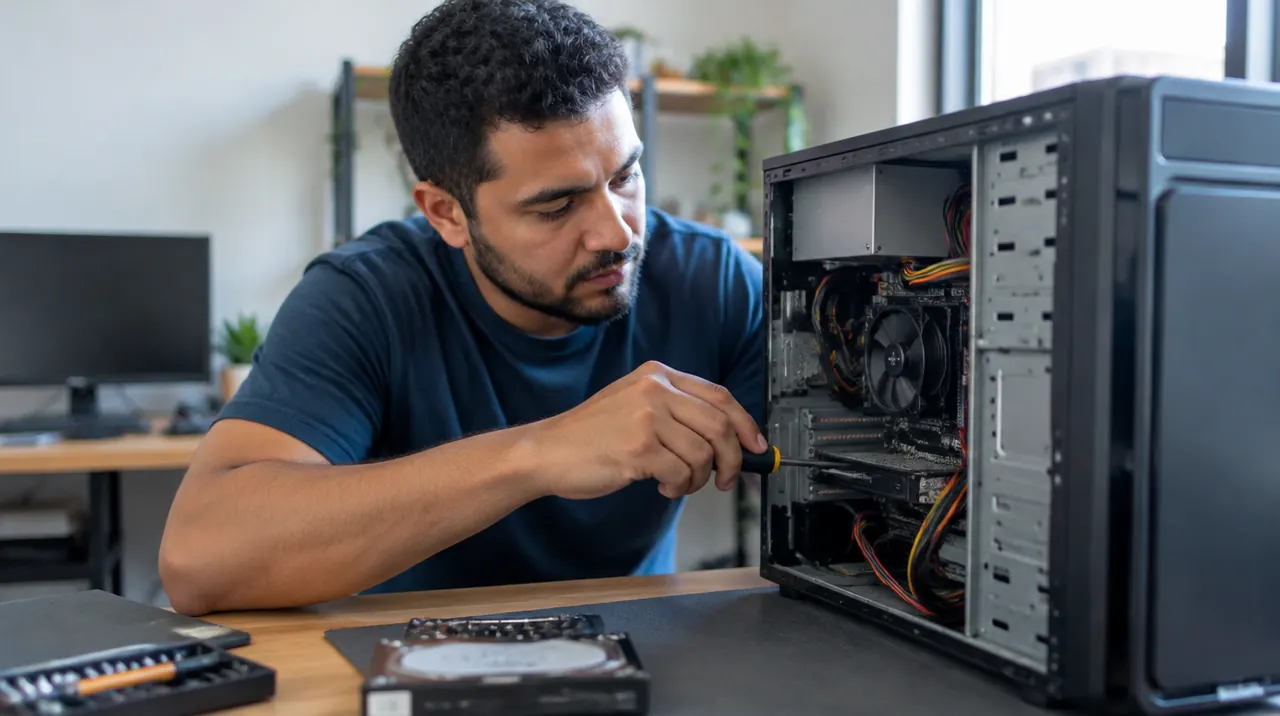 Técnico em Informática trabalhando