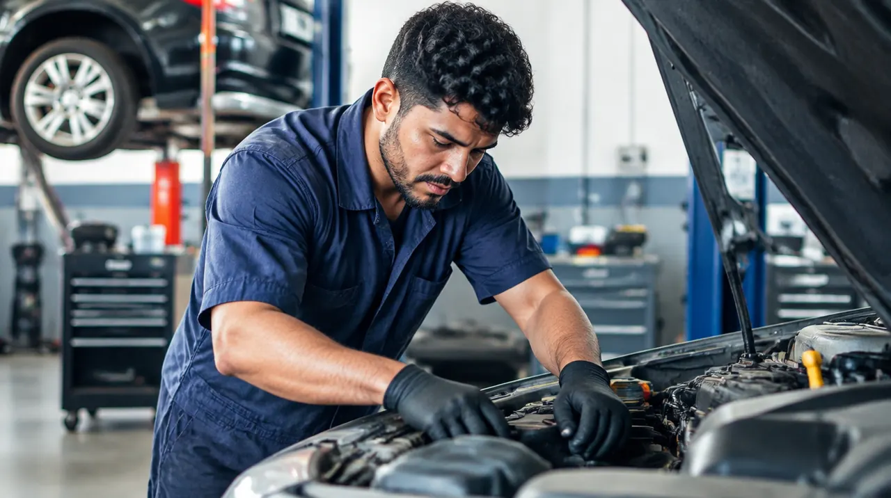 Técnico em Manutenção Automotiva trabalhando