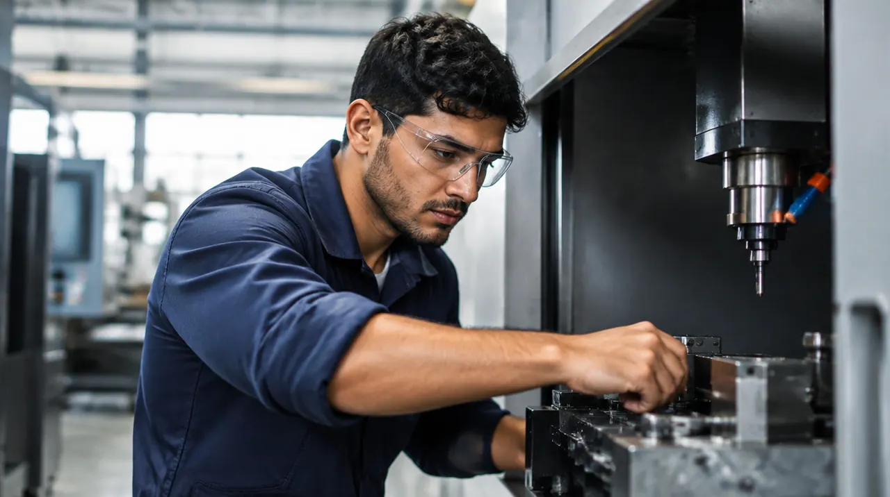 Técnico em Manutenção de Máquinas Industriais trabalhando