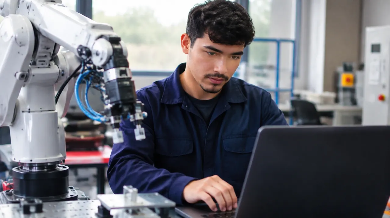 Técnico em Mecatrônica trabalhando