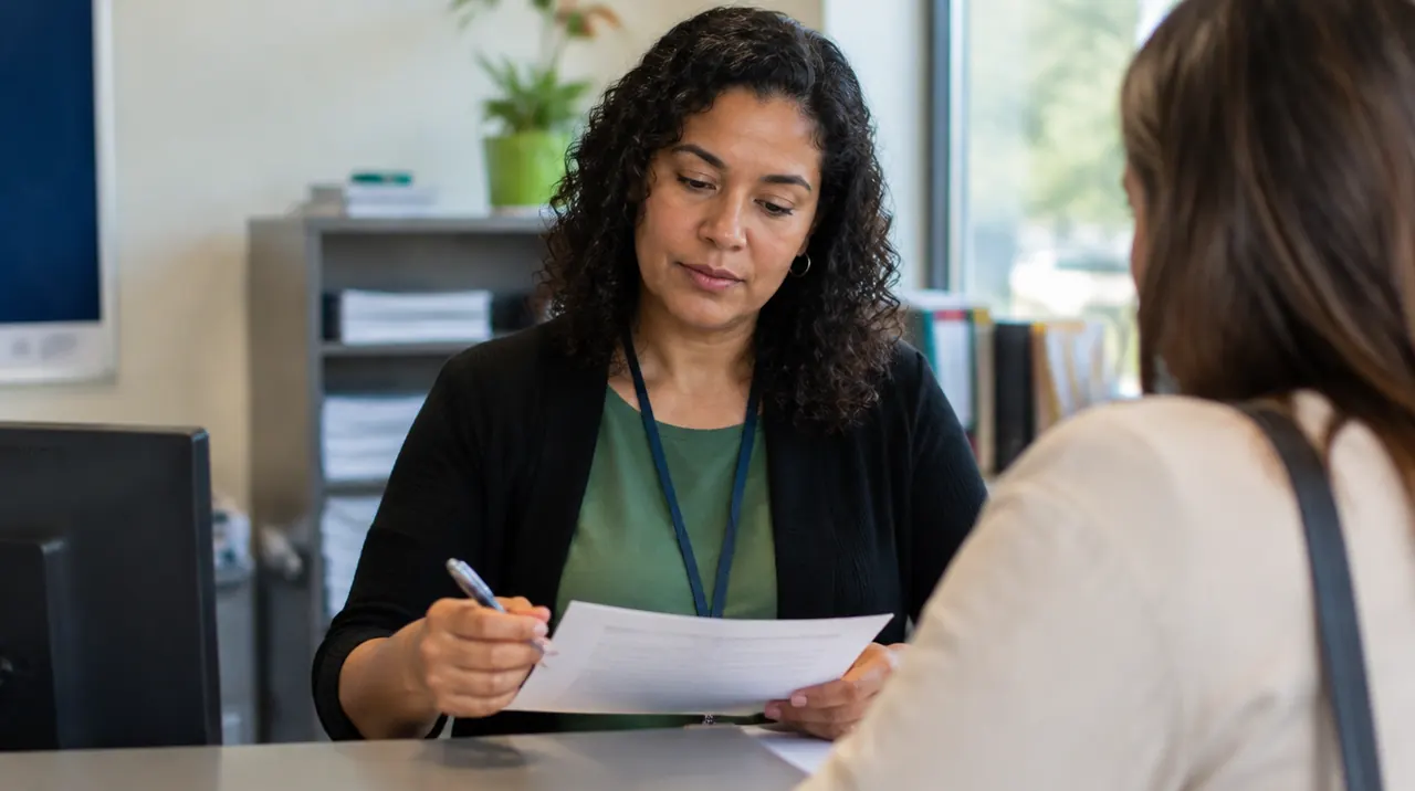 Técnico em Secretaria Escolar trabalhando