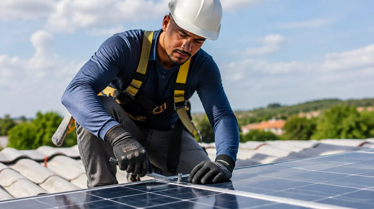 Técnico em Sistemas de Energias Renováveis trabalhando